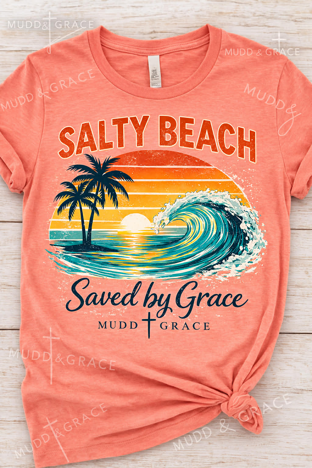 Salty Beach Saved by Grace Graphic tee