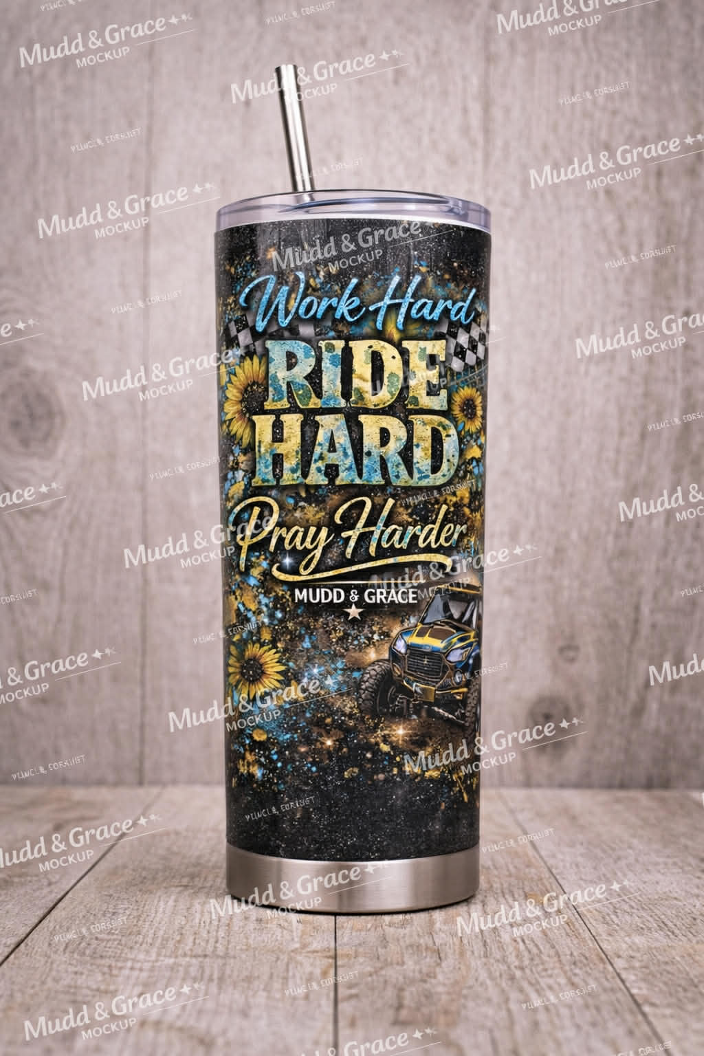 Work Hard Ride Hard Pray Harder Tumbler