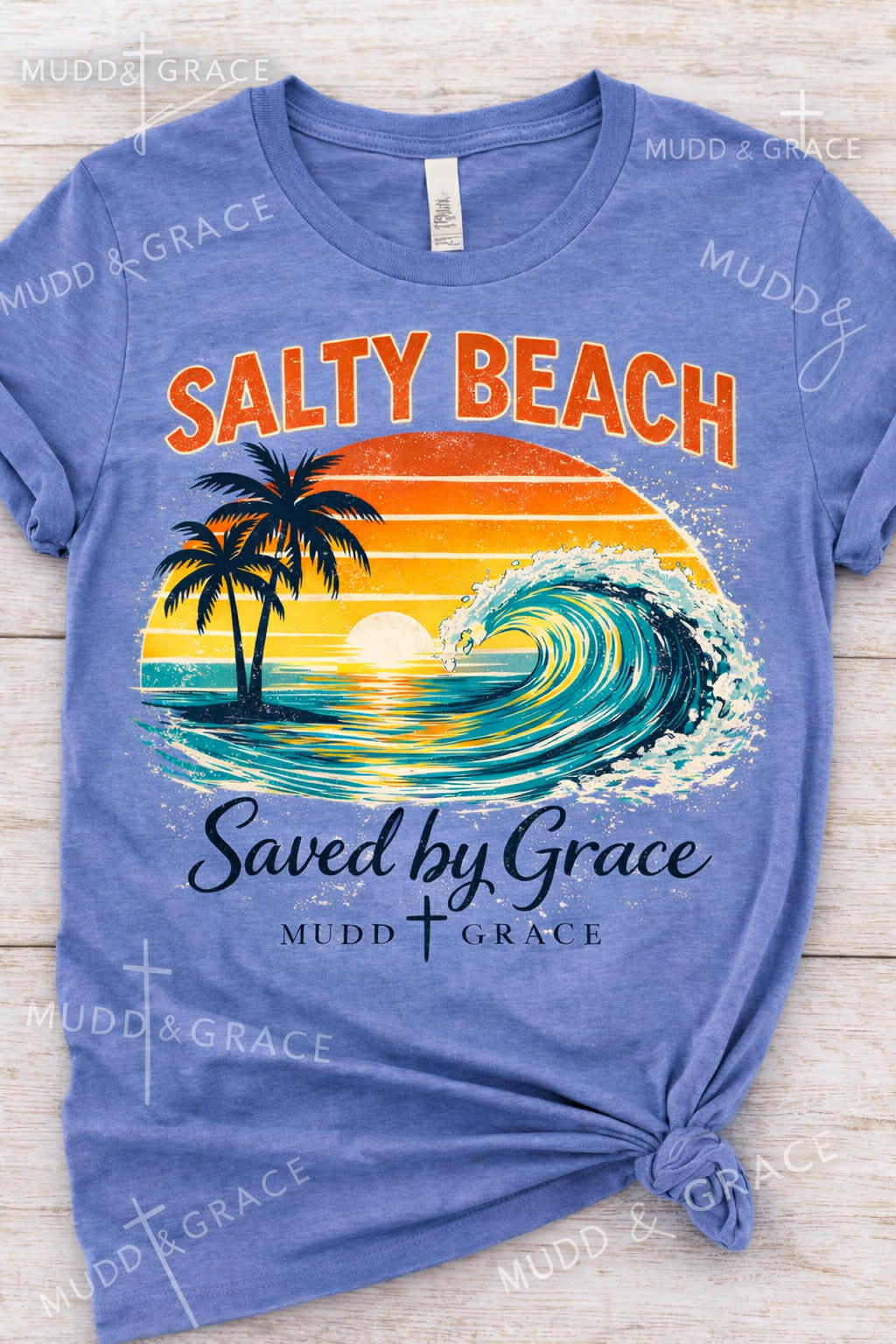 Salty Beach Saved by Grace Graphic tee