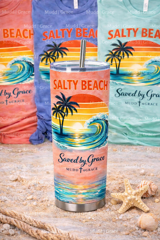 Salty Beach Graphic tee and tumbler bundle