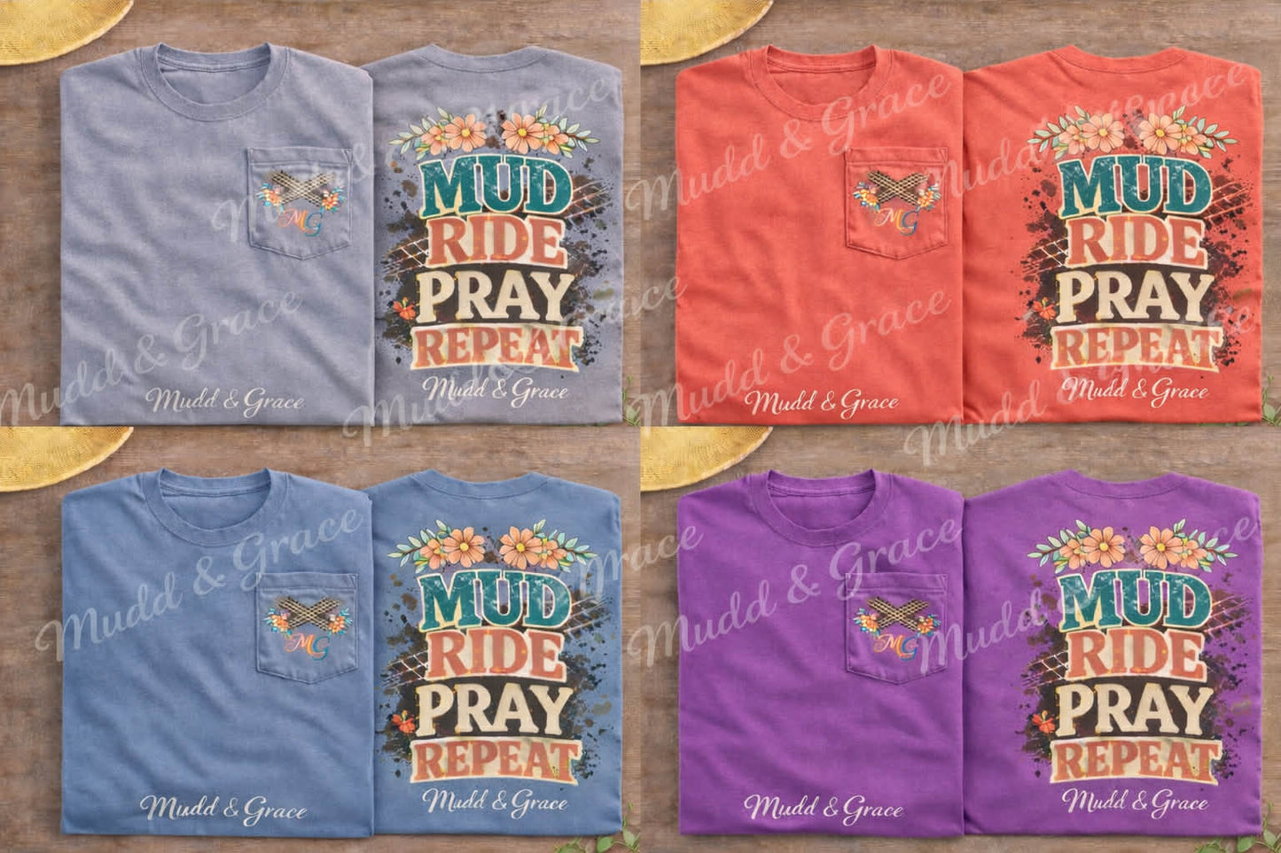 Mud Ride Pray Repeat Graphic Tee | Mudd & Grace