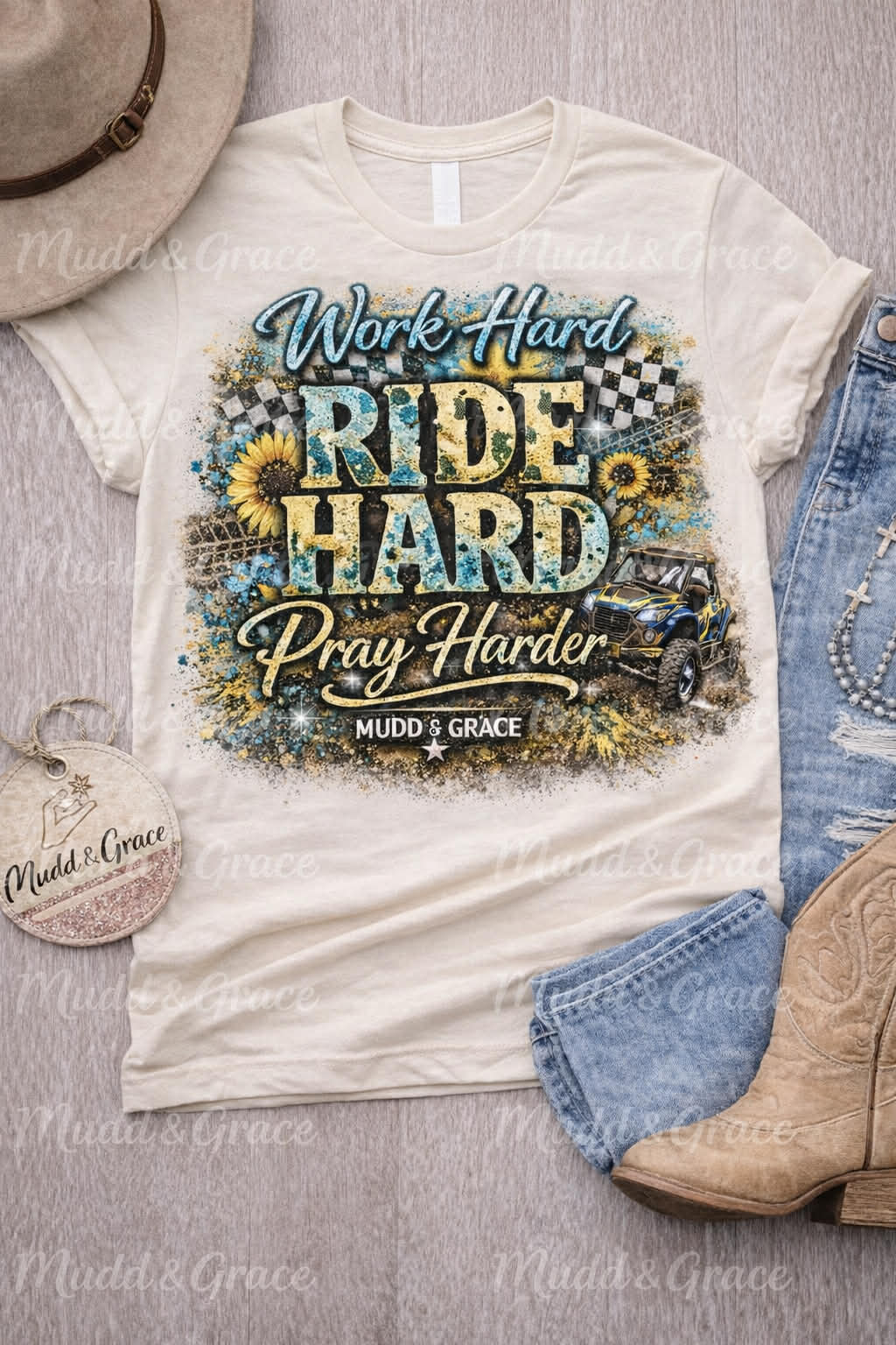 Work Hard Ride Hard Pray hard Graphic tee