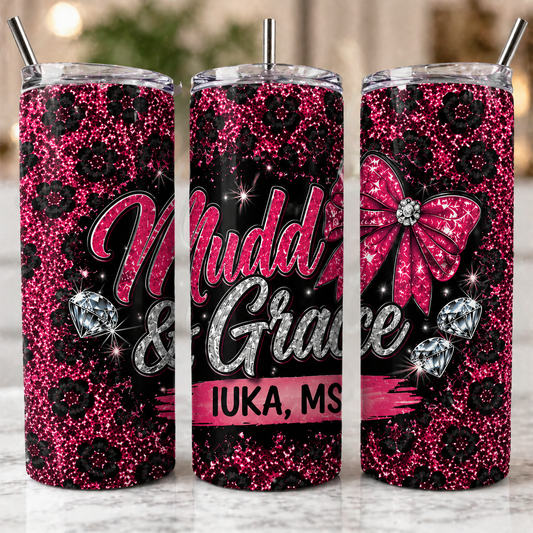 Glitzy Pink Leopard Iuka, MS Tumbler