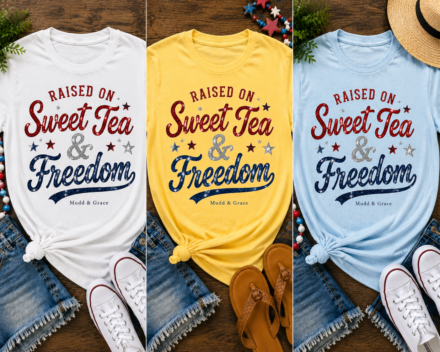 Raised on Sweet Tea & Freedom Graphic Tee