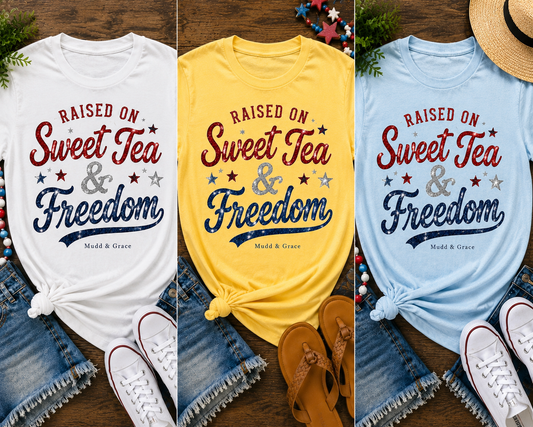 Raised on Sweet Tea & Freedom Graphic Tee