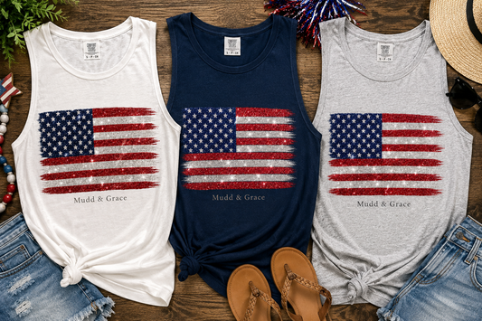Glitter American Flag Tank Top